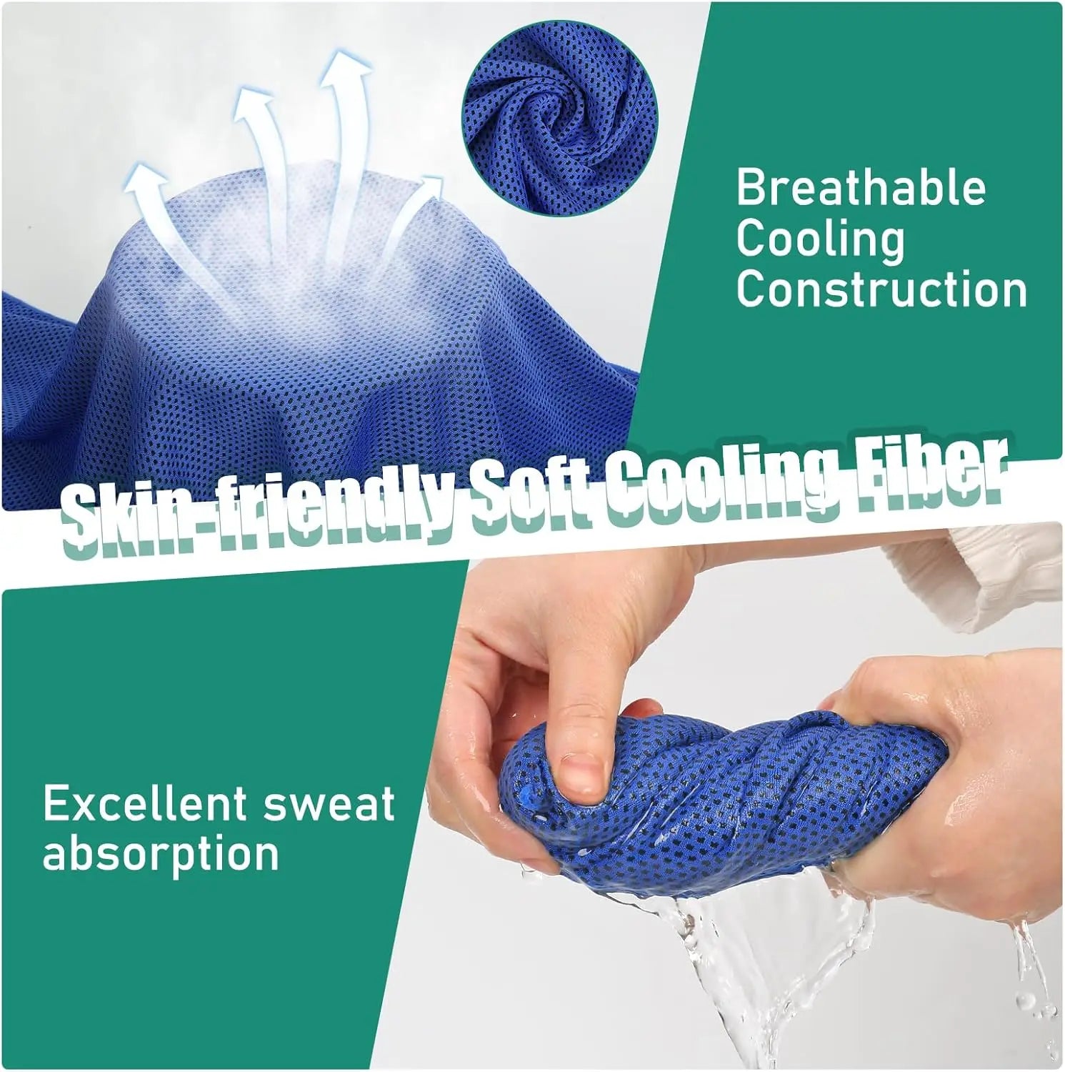40"*12" Cooling Towels 6 Pack, Sports Neck & Face Cool Rags for Hot Weather, Athletes Yoga Gym Golf