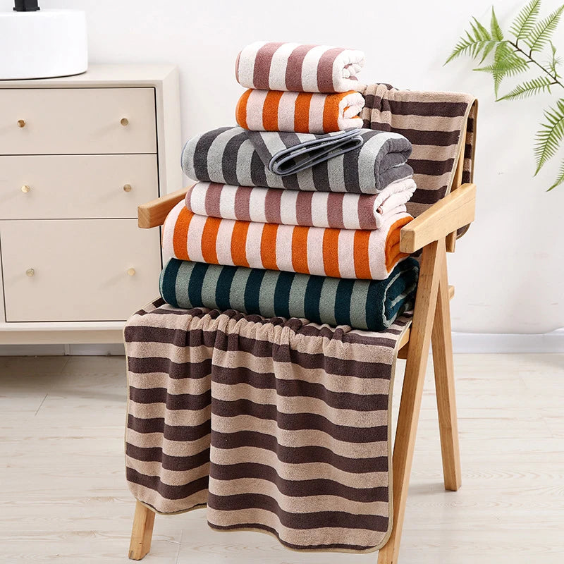3 Pcs Colorful Striped Bath Towel Set: Soft & Absorbent, with Multiple Colors for a Vivid Bathroom