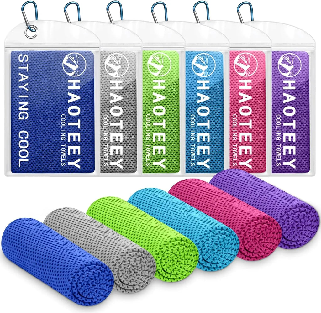 40"*12" Cooling Towels 6 Pack, Sports Neck & Face Cool Rags for Hot Weather, Athletes Yoga Gym Golf
