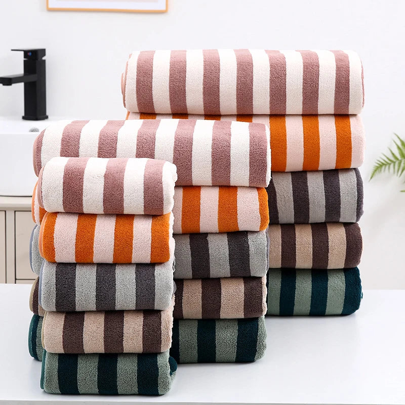 3 Pcs Colorful Striped Bath Towel Set: Soft & Absorbent, with Multiple Colors for a Vivid Bathroom