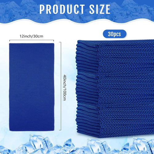 30 Pack Cooling Towels, 40"x12" Ice Breathable Soft Chilly Sweat Rag Microfiber for Gym, Neck, Face, Yoga, Golf, Sport Running