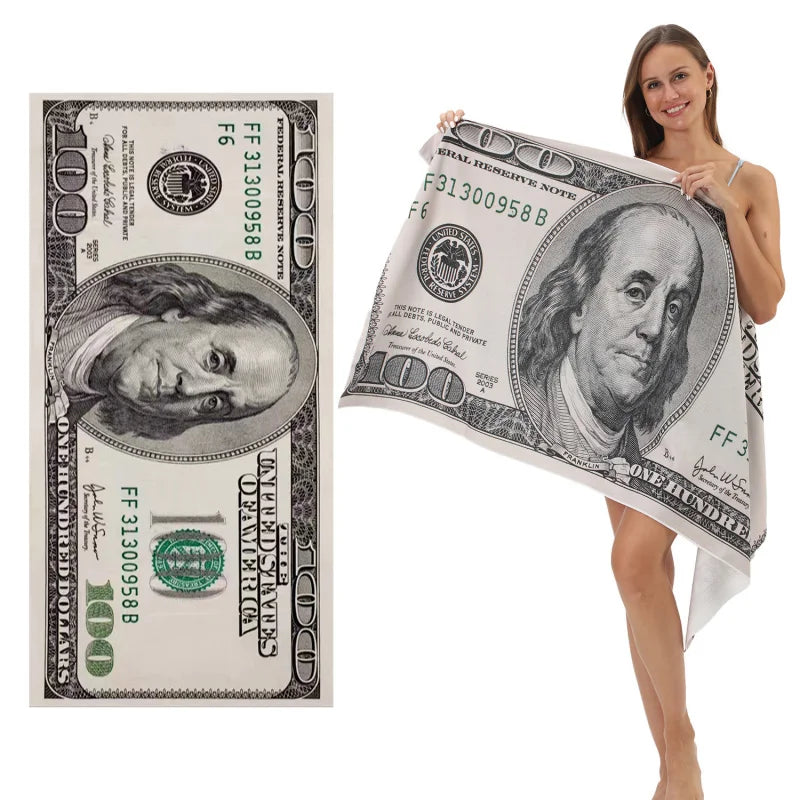 Hot selling European and American dollar ultra-fine fiber beach towels with printed oversized towels and bath towels