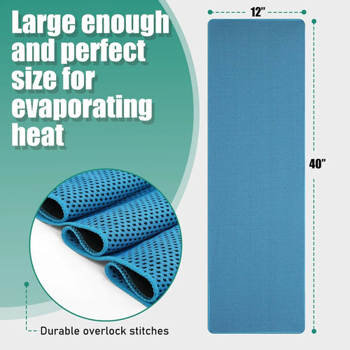 40"*12" Cooling Towels 6 Pack, Sports Neck & Face Cool Rags for Hot Weather, Athletes Yoga Gym Golf