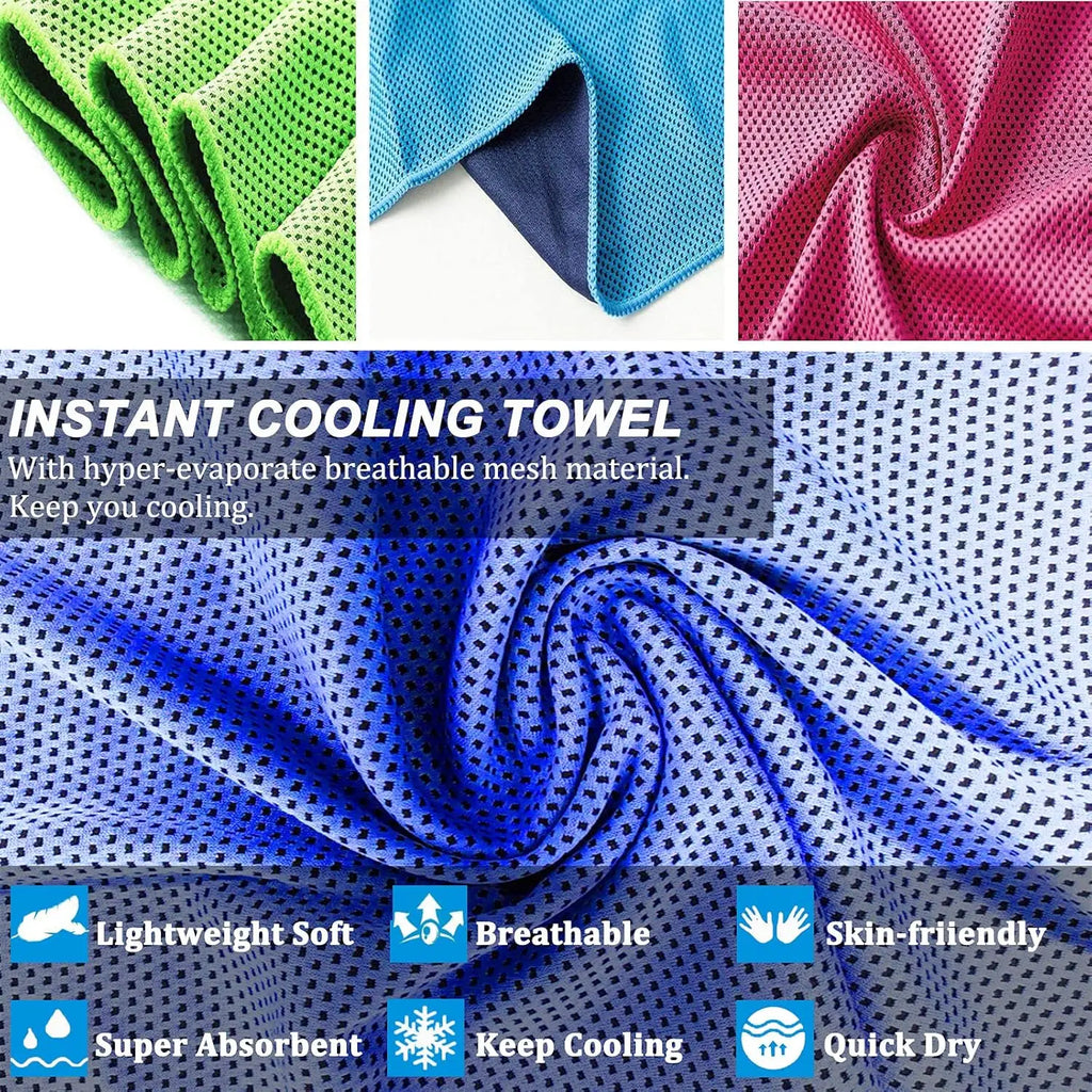 Cooling Towel 2 Pack 47x12 Inches, Soft Breathable for Neck, Yoga, Golf, Gym, Camping & More Activities