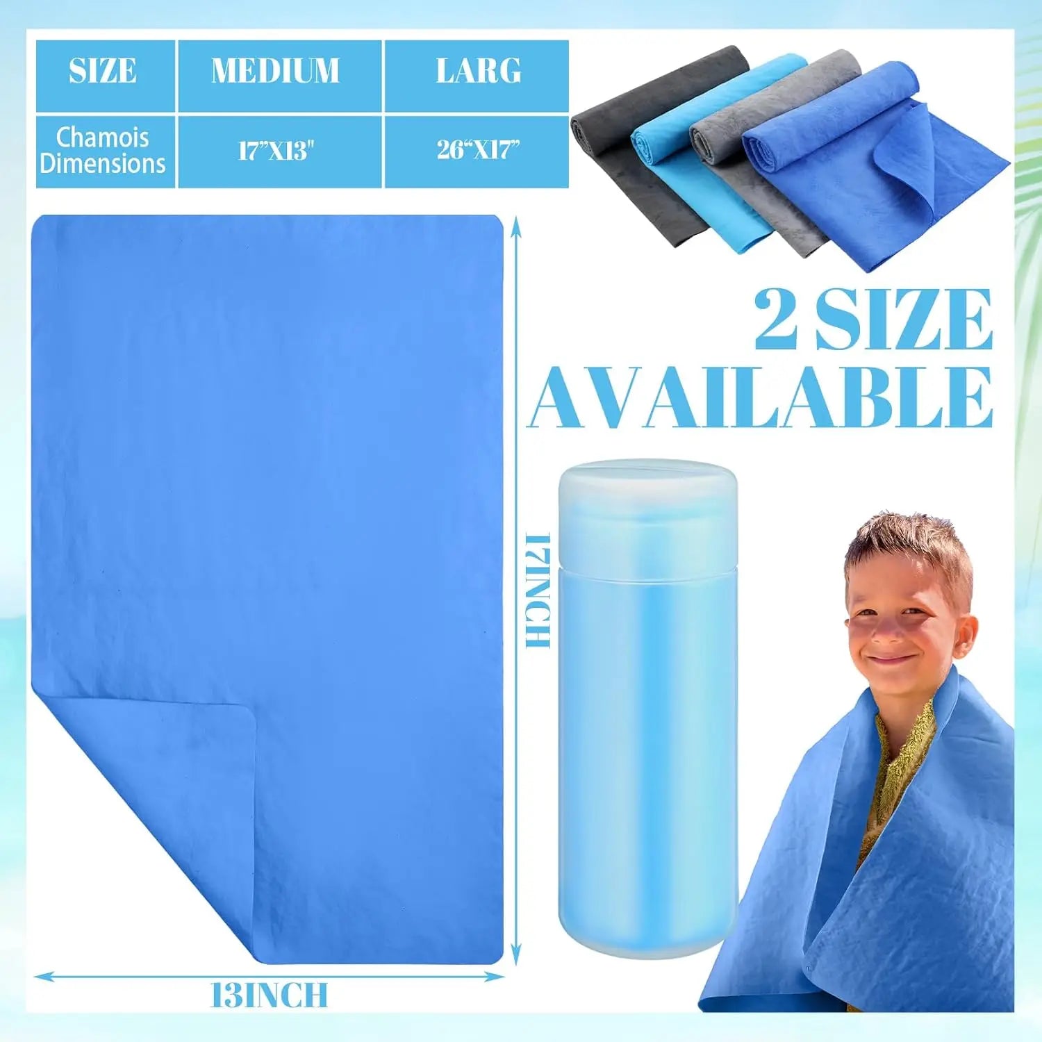 4-Piece Quick-Dry Swim Towels for Diving, Swimming, Triathlons - Blue, Navy, Gray, Black (13x17 Inch)